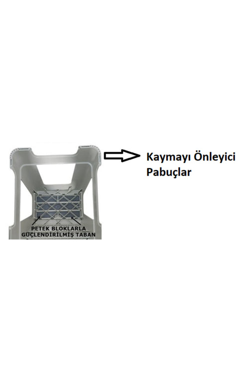 Çelik Ayna Zilkale Büyük Boy Çok Amaçlı Dayanıklı Tabure Beyaz+ Gri